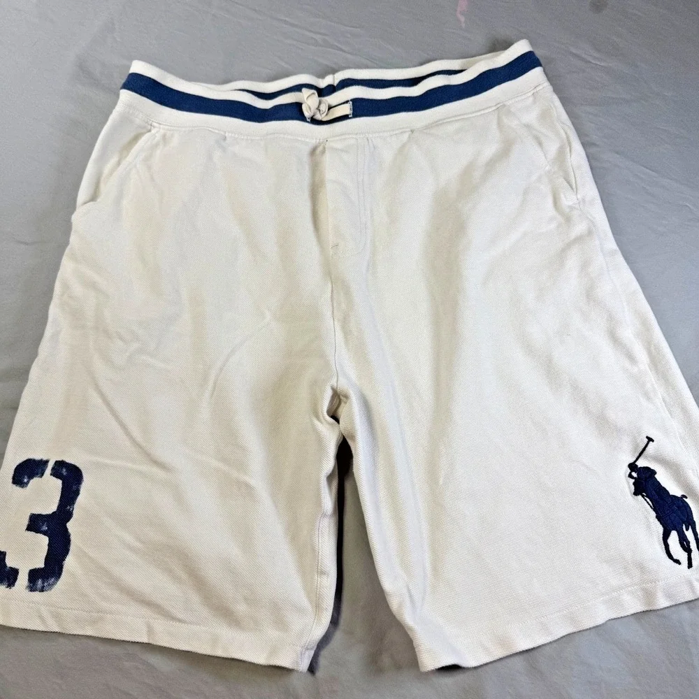 Polo Ralph Lauren Boy's Cotton Mesh Shorts Big Pony Big 3 White‎ Size XL 18-20
